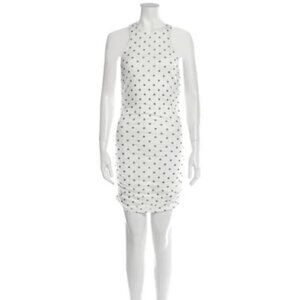 REFORMATION Mini Dress Polka Dot Print Size XS Ruched Lined Bodycon